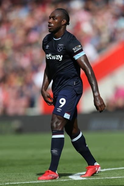 Michail Antonio of West Ham United during the Premier League match between Southampton and West Ham United at St Mary's Stadium on September 11, 2021...