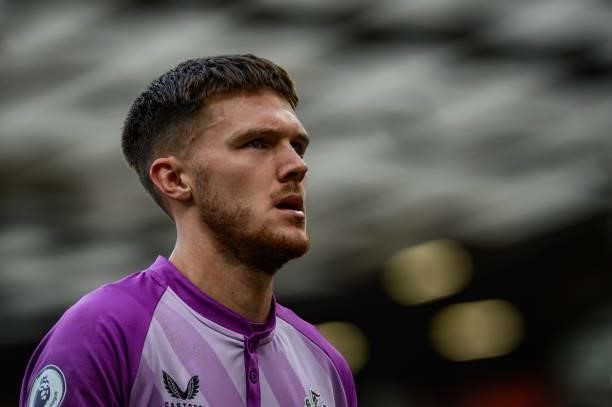 Newcastle United Goalkeeper Freddie Woodman during the Premier League match between Manchester United and Newcastle United at Old Trafford on...