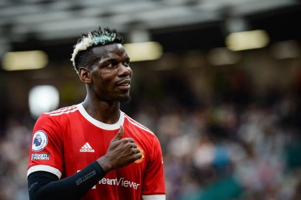 Paul Pogba of Manchester United during the Premier League match between Manchester United and Newcastle United at Old Trafford on September 11, 2021...