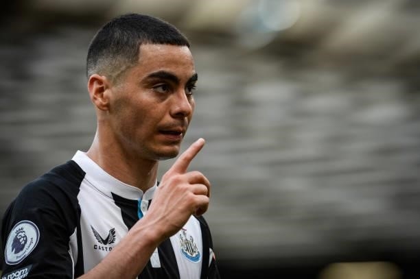 Miguel Almirón of Newcastle United FC during the Premier League match between Manchester United and Newcastle United at Old Trafford on September 11,...