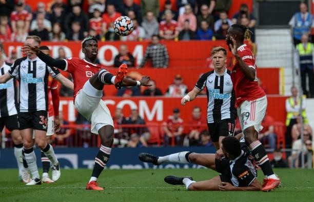 Paul Pogba of Manchester United controls the ball during the Premier League match between Manchester United and Newcastle United at Old Trafford on...