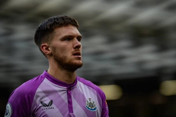 Newcastle United Goalkeeper Freddie Woodman during the Premier League match between Manchester United and Newcastle United at Old Trafford on...