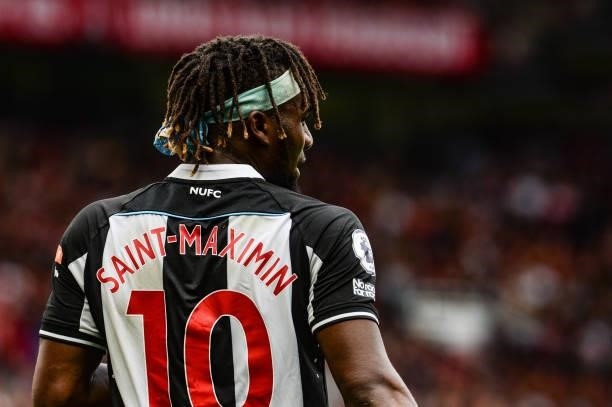 Allan Saint-Maximin of Newcastle United FC during the Premier League match between Manchester United and Newcastle United at Old Trafford on...