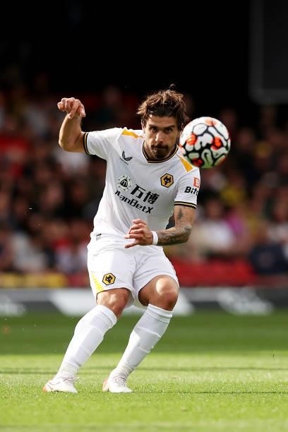 Ruben Neves of Wolverhampton Wanderers controls the ball during the Premier League match between Watford and Wolverhampton Wanderers at Vicarage Road...