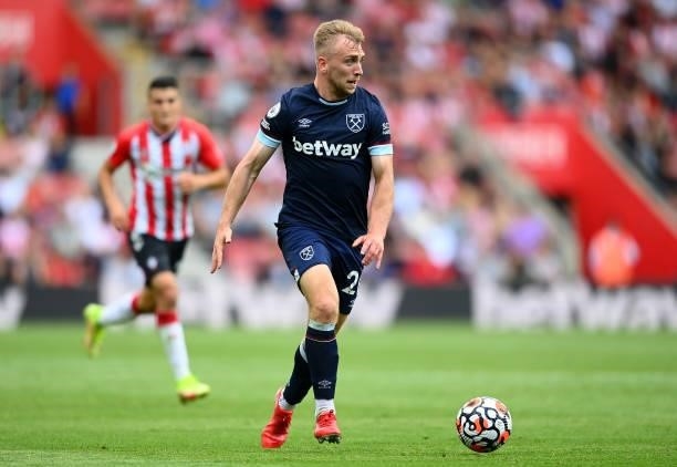 Jarrod Bowen of West Ham United in action during the Premier League match between Southampton and West Ham United at St Mary's Stadium on September...