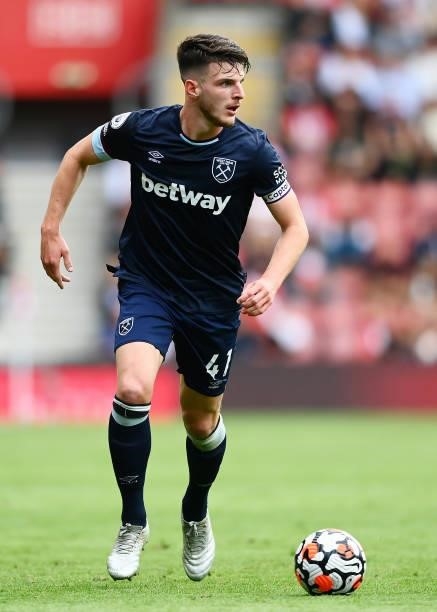 Declan Rice of West Ham United in action during the Premier League match between Southampton and West Ham United at St Mary's Stadium on September...