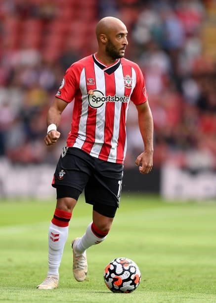 Nathan Redmond of Southampton in action during the Premier League match between Southampton and West Ham United at St Mary's Stadium on September 11,...