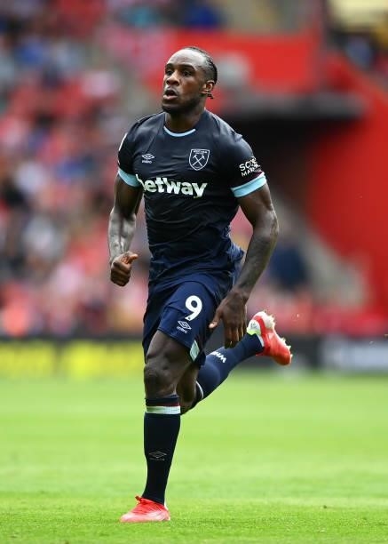 Michail Antonio of West Ham United in action during the Premier League match between Southampton and West Ham United at St Mary's Stadium on...