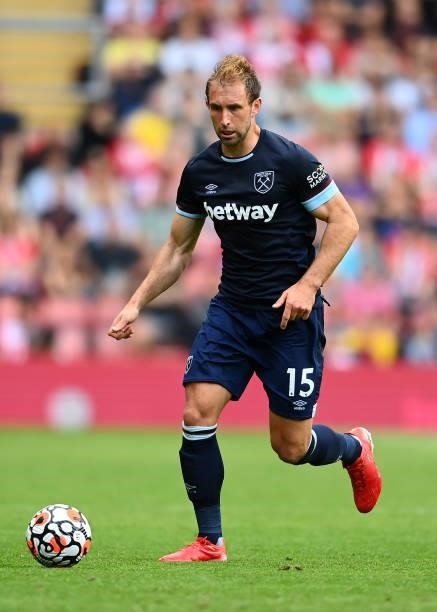 Craig Dawson of West Ham United in action during the Premier League match between Southampton and West Ham United at St Mary's Stadium on September...