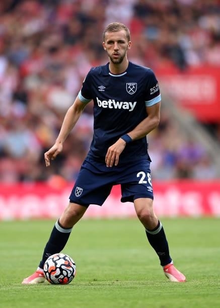 Tomas Soucek of West Ham United in action during the Premier League match between Southampton and West Ham United at St Mary's Stadium on September...