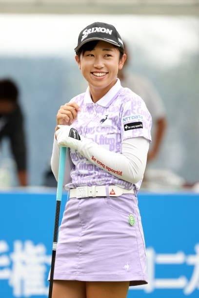 Nana Suganuma of Japan is seen on the 10th tee during the final round of the JLPGA Championship Konica Minolta Cup at Shizu Hills Country Club on...