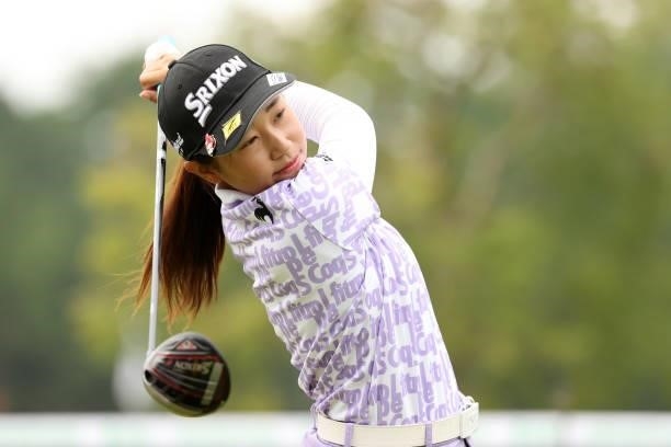 Nana Suganuma of Japan warms up on the 10th tee during the final round of the JLPGA Championship Konica Minolta Cup at Shizu Hills Country Club on...