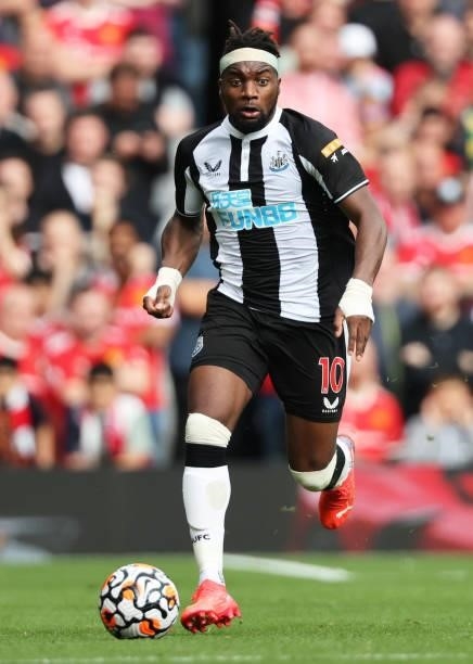 Allan Saint-Maximin of Newcastle United on the ball during the Premier League match between Manchester United and Newcastle United at Old Trafford on...
