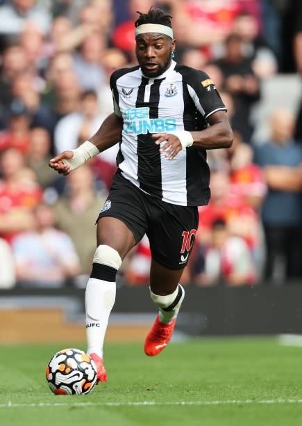 Allan Saint-Maximin of Newcastle United on the ball during the Premier League match between Manchester United and Newcastle United at Old Trafford on...