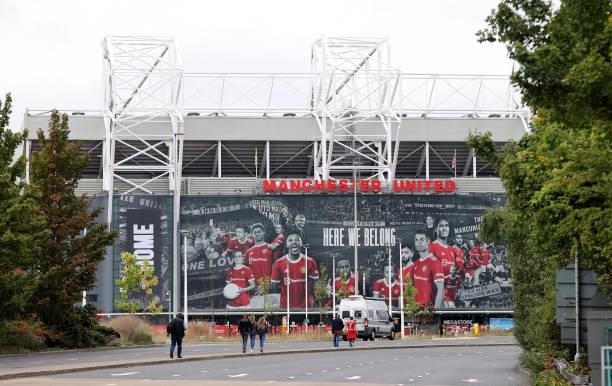 General view outside the stadium prior to the Premier League match between Manchester United and Newcastle United at Old Trafford on September 11,...