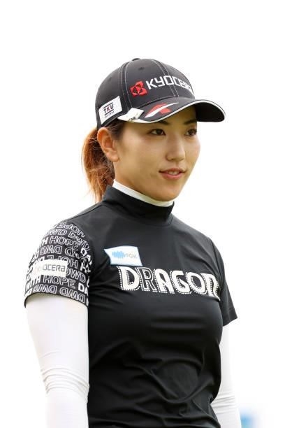 Ritsuko Ryu of Japan is seen on the 10th tee during the final round of the JLPGA Championship Konica Minolta Cup at Shizu Hills Country Club on...