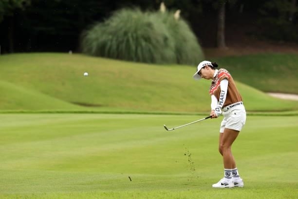 Chae-young Yoon of South Korea hits her third shot on the 10th hole during the final round of the JLPGA Championship Konica Minolta Cup at Shizu...