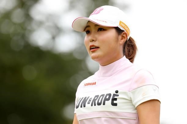 Sayaka Takahashi of Japan is seen on the 6th hole during the final round of the JLPGA Championship Konica Minolta Cup at Shizu Hills Country Club on...
