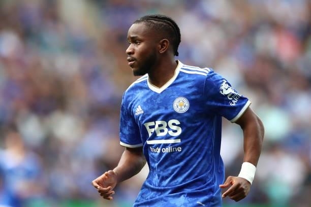 Ademola Lookman of Leicester City in action during the Premier League match between Leicester City and Manchester City at The King Power Stadium on...