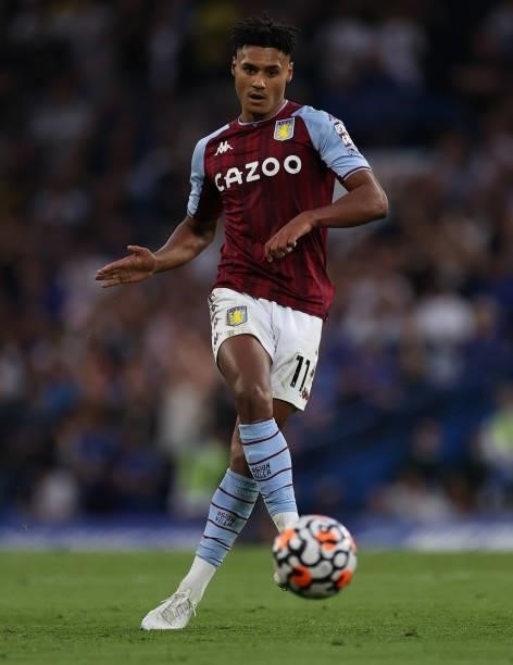 Ollie Watkins of Aston Villa during the Premier League match between Chelsea and Aston Villa at Stamford Bridge on September 11, 2021 in London,...