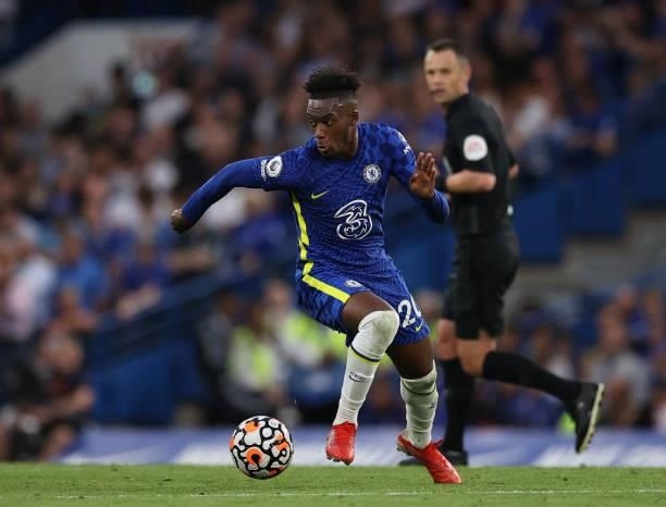 Callum Hudson-Odoi of Chelsea during the Premier League match between Chelsea and Aston Villa at Stamford Bridge on September 11, 2021 in London,...