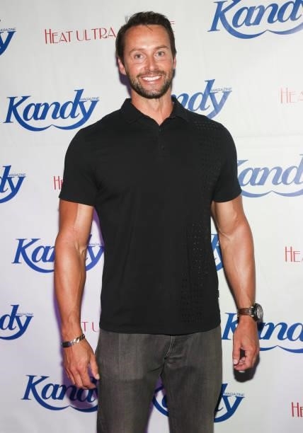 Model Matus Valent attends the Kandy Magazine's 10 Year Anniversary: Red, White & Blue Celebration at HEAT Ultra Lounge on September 11, 2021 in...