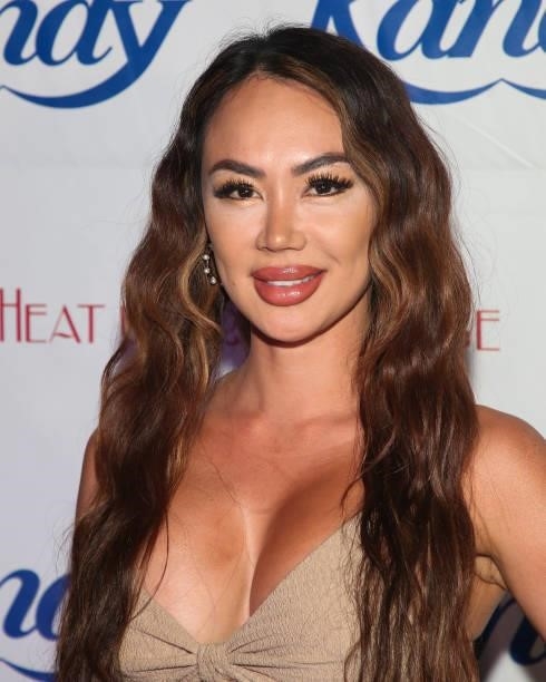 Model Nina Carla attends the Kandy Magazine's 10 Year Anniversary: Red, White & Blue Celebration at HEAT Ultra Lounge on September 11, 2021 in...