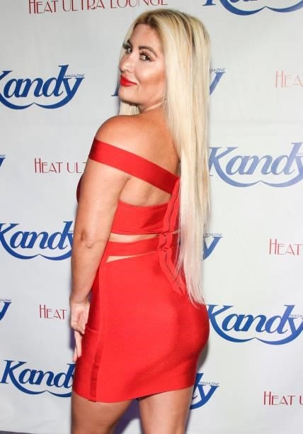 Model Niki Ghazian attends the Kandy Magazine's 10 Year Anniversary: Red, White & Blue Celebration at HEAT Ultra Lounge on September 11, 2021 in...