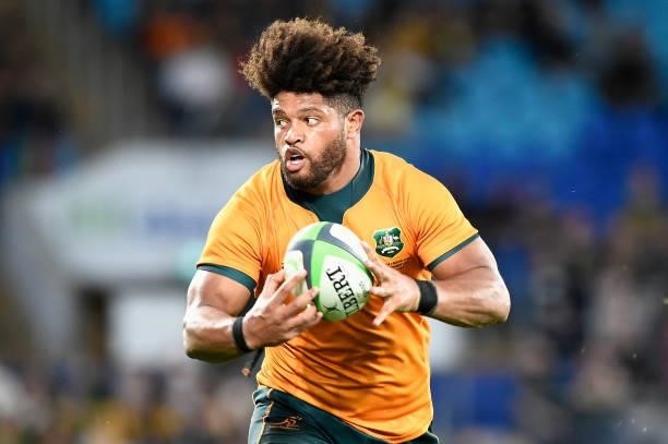 Rob Valetini of the Wallabies runs the ball during the Rugby Championship match between the South Africa Springboks and the Australian Wallabies at...