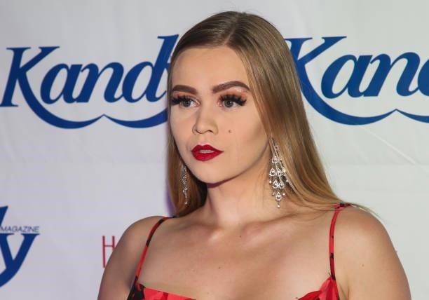 Model Suvi Laiho attends the Kandy Magazine's 10 Year Anniversary: Red, White & Blue Celebration at HEAT Ultra Lounge on September 11, 2021 in...