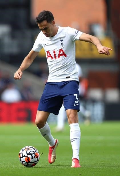 Sergio Reguilon of Tottenham Hotspur controls the ball during the Premier League match between Crystal Palace and Tottenham Hotspur at Selhurst Park...