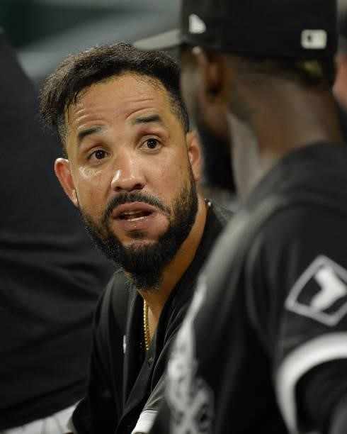 Jose Abreu of the Chicago White Sox looks on after hitting a three-run home run in the third inning against the Boston Red Sox on September 10, 2021...