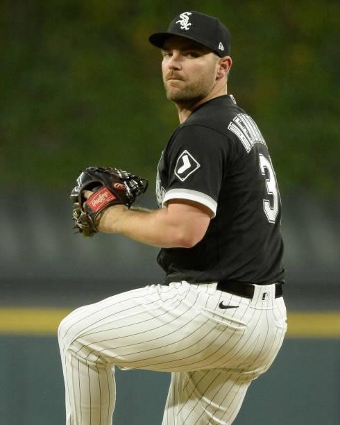 Liam Hendriks of the Chicago White Sox pitches against the Boston Red Sox on September 10, 2021 at Guaranteed Rate Field in Chicago, Illinois. The...