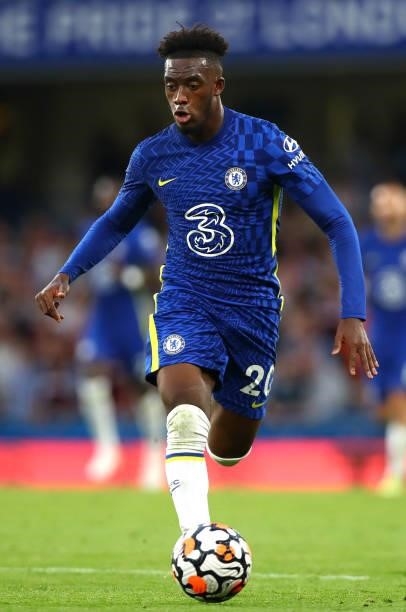 Callum Hudson Odoi of Chelsea FC during the Premier League match between Chelsea and Aston Villa at Stamford Bridge on September 11, 2021 in London,...