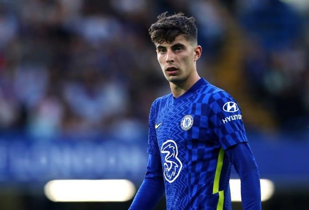 Kai Havertz of Chelsea FC during the Premier League match between Chelsea and Aston Villa at Stamford Bridge on September 11, 2021 in London, England.