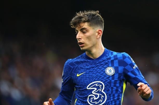 Kai Havertz of Chelsea FC during the Premier League match between Chelsea and Aston Villa at Stamford Bridge on September 11, 2021 in London, England.