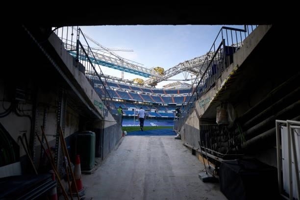 General view of the Estadio Santiago Bernabeu ahead of the La Liga Santader match between Real Madrid CF and RC Celta de Vigo at Estadio Santiago...