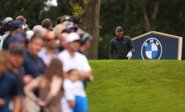 Laurie Canter of England looks on during Day Four of The BMW PGA Championship at Wentworth Golf Club on September 12, 2021 in Virginia Water, England.