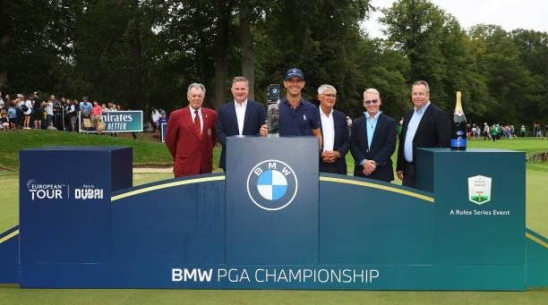 Billy Horschel of the United States of America poses with the trophy after wining the BMW PGA Championship during Day Four of The BMW PGA...