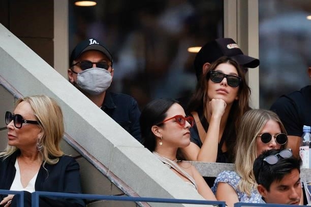 Actor Leonardo DiCaprio and his girlfriend, model/actress, Camila Morrone watch the Men's Singles final match between Daniil Medvedev of Russia and...