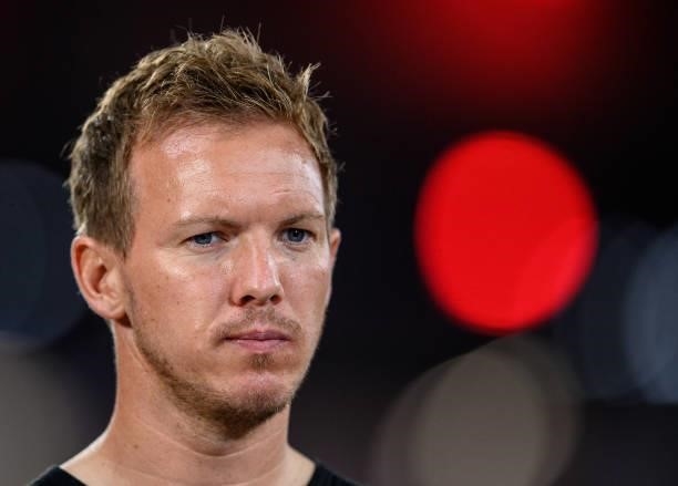 Head coach Julian Nagelsmann of FC Bayern München seen after the Bundesliga match between RB Leipzig and FC Bayern München at Red Bull Arena on...