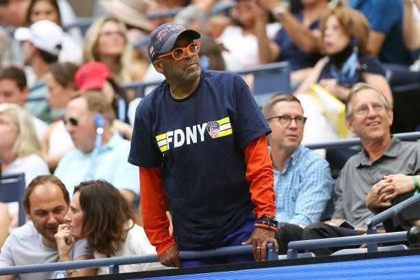 Director and actor Spike Lee watches the Men's Singles final match between Daniil Medvedev of Russia and Novak Djokovic of Serbia on Day Fourteen of...