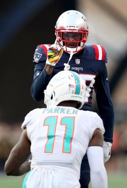 Jackson of the New England Patriots in action against the Miami Dolphins during the second half at Gillette Stadium on September 12, 2021 in...