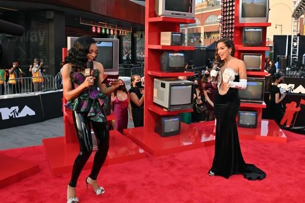 Jamila Mustafa and Anitta attend the 2021 MTV Video Music Awards at Barclays Center on September 12, 2021 in the Brooklyn borough of New York City.