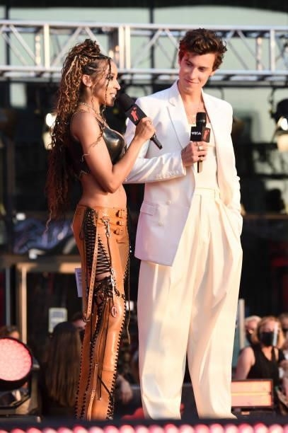 Tinashe and Shawn Mendes attend the 2021 MTV Video Music Awards at Barclays Center on September 12, 2021 in the Brooklyn borough of New York City.
