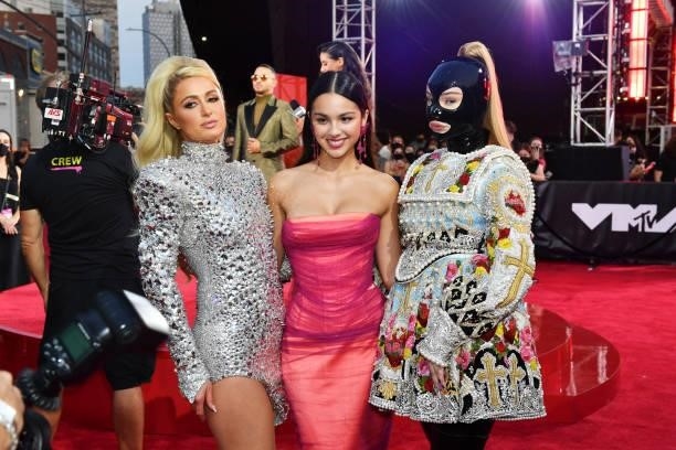 Paris Hilton, Olivia Rodrigo, and Kim Petras attend the 2021 MTV Video Music Awards at Barclays Center on September 12, 2021 in the Brooklyn borough...