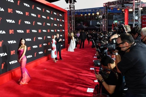 Olivia Rodrigo, Dani Vitale, Scott Myrick, and Paris Hilton attend the 2021 MTV Video Music Awards at Barclays Center on September 12, 2021 in the...