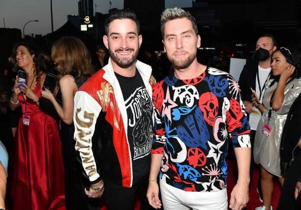 Michael Turchin and Lance Bass attend the 2021 MTV Video Music Awards at Barclays Center on September 12, 2021 in the Brooklyn borough of New York...