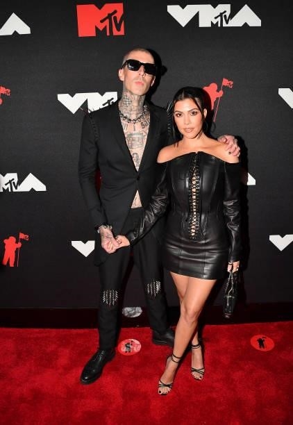 Travis Barker and Kourtney Kardashian attends the 2021 MTV Video Music Awards at Barclays Center on September 12, 2021 in the Brooklyn borough of New...