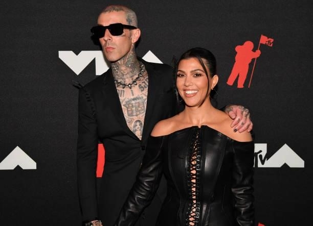Travis Barker and Kourtney Kardashian attends the 2021 MTV Video Music Awards at Barclays Center on September 12, 2021 in the Brooklyn borough of New...